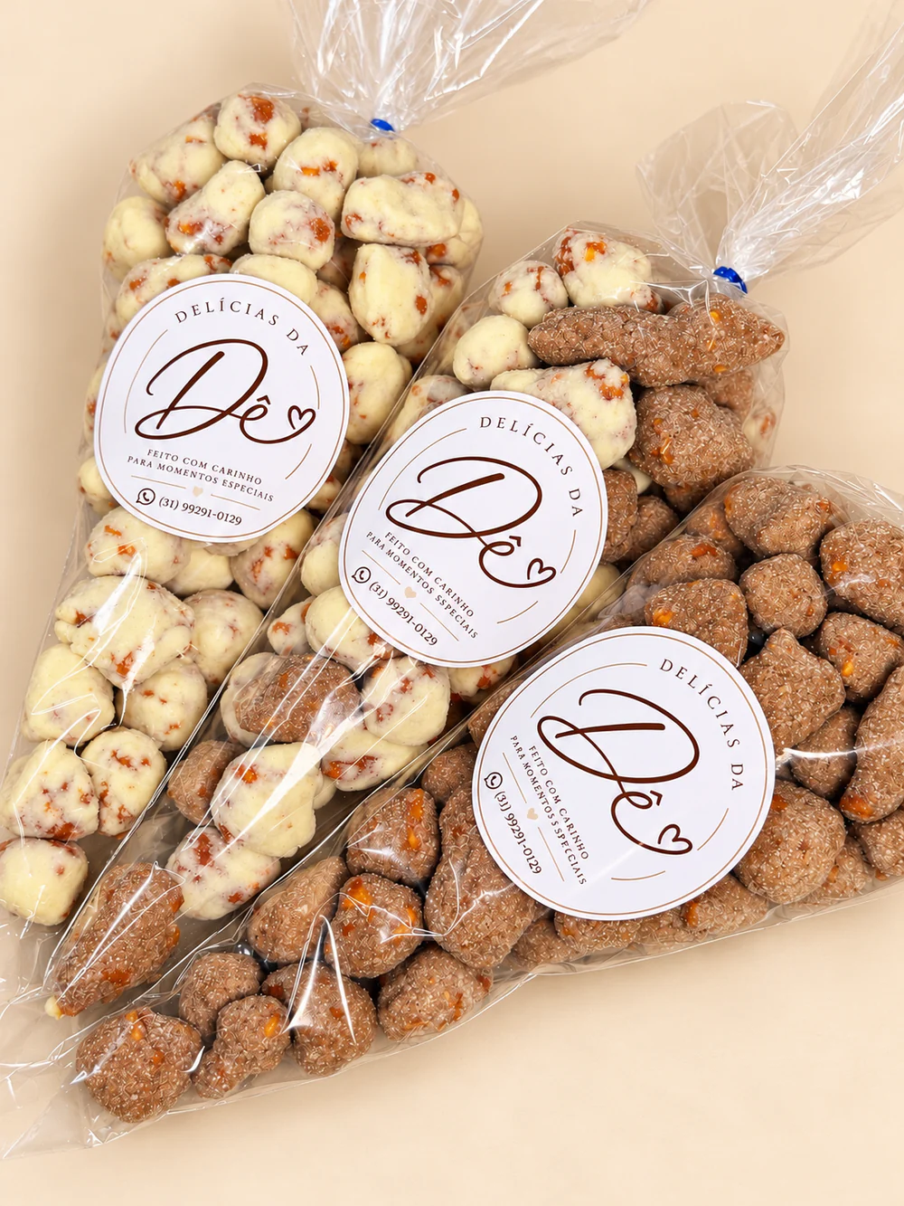 Saquinhos de pipoca gourmet em diferentes sabores